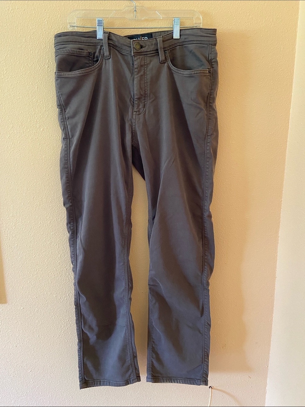 Mens DU/ER Brown Pants Nature 2X Straight Fit,  Size 34 X 32